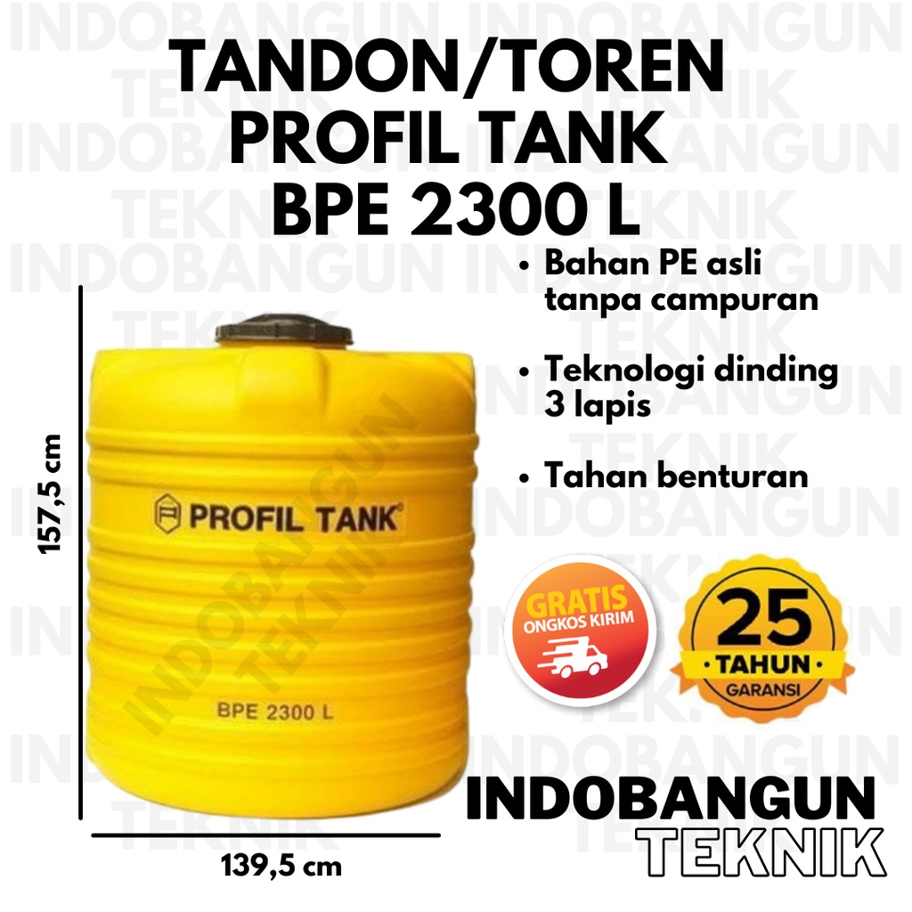 Tandon Toren Tangki Air Profil Tank BPE 2000 Liter 2300 Liter Harga Murah Garansi 25 Tahun Original Berkualitas