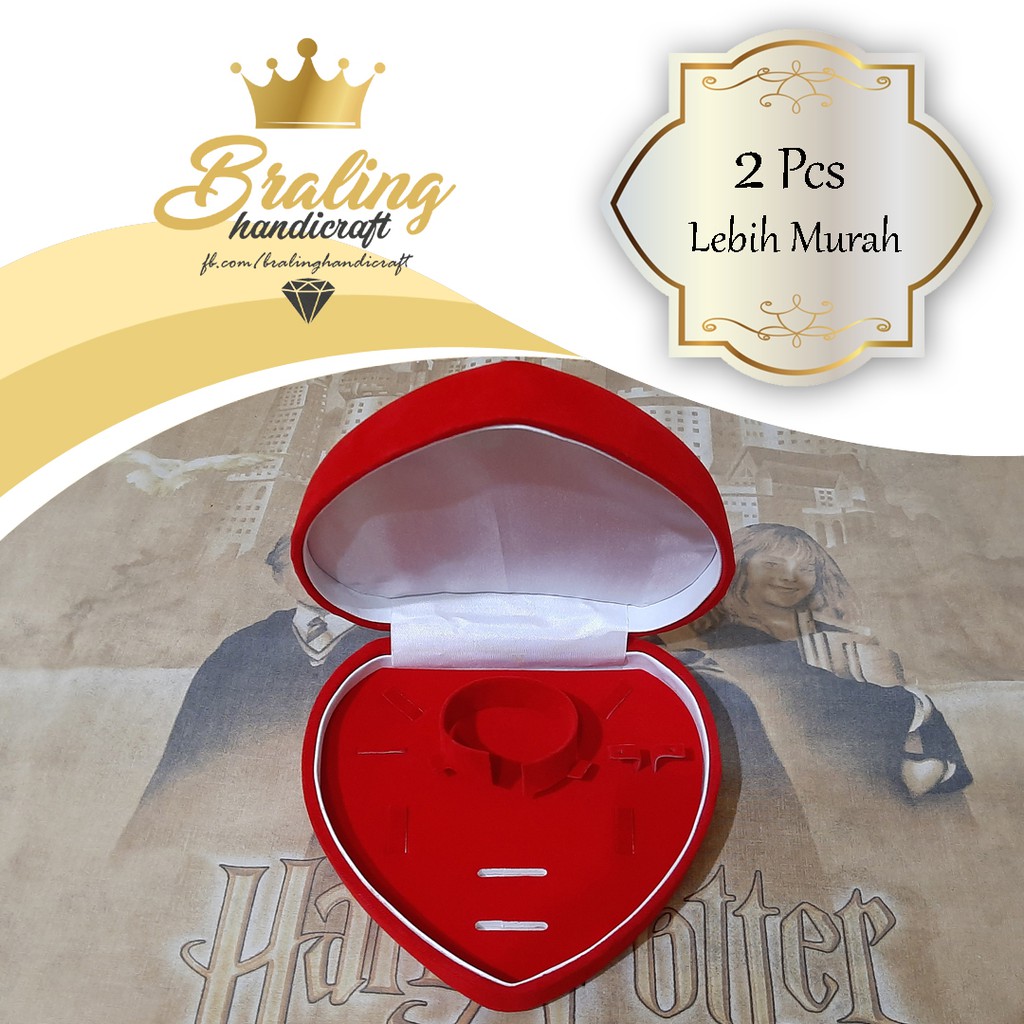Kotak Tempat Set Perhiasan Bludru Merah Besar Jumbo Lengkap Hantaran Seserahan Lamaran Murah