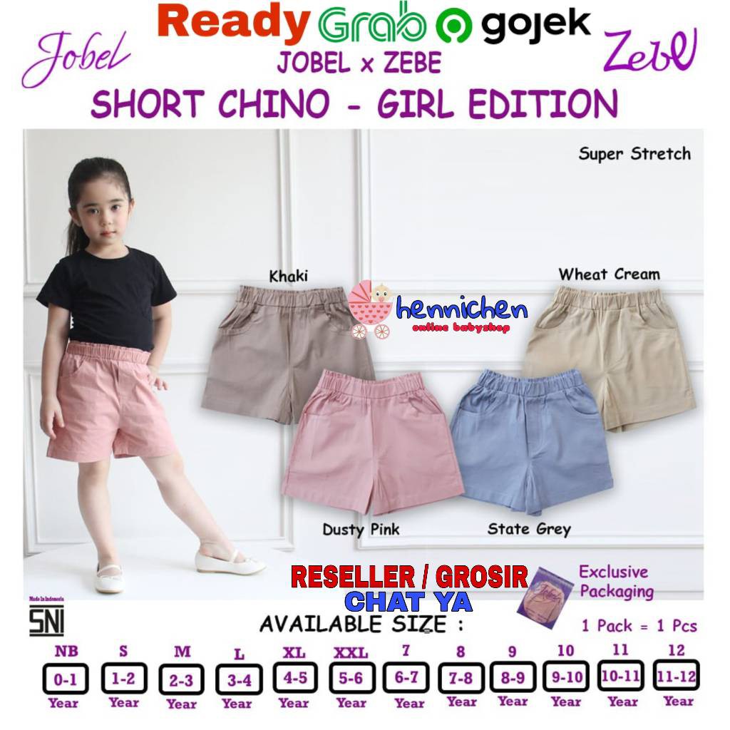 Jobel 0-12 Tahun Celana Chino Anak Perempuan Shorts Chino Girl edition Chinos x Zebe