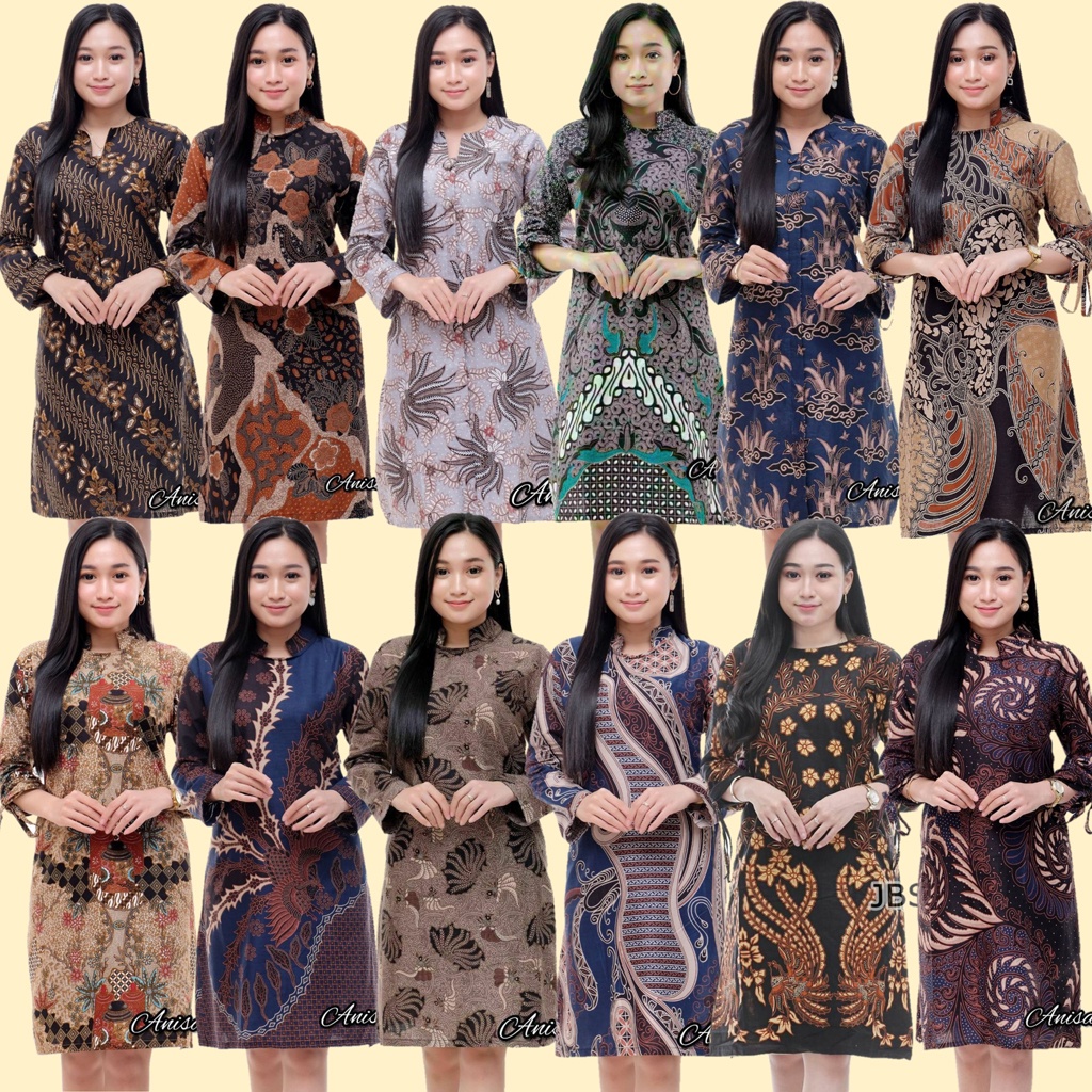 BATIK TUNIK SHIBORI JUMPUTAN TERBARU size S-3L / HRB026 YELBOR NAVBOR / BIRU PUTIH