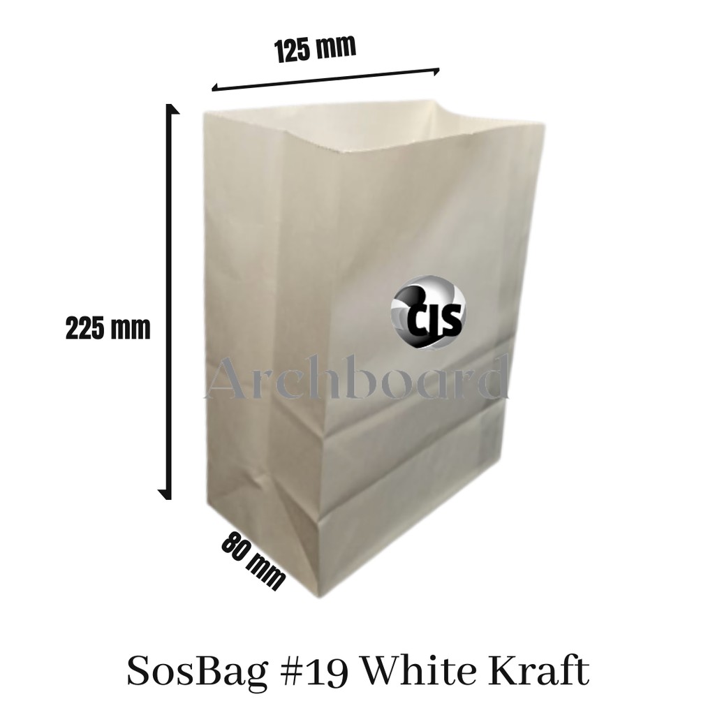 

Paper Bag Putih #19 - White Kraft Kantong Kertas Roti - 100 pcs