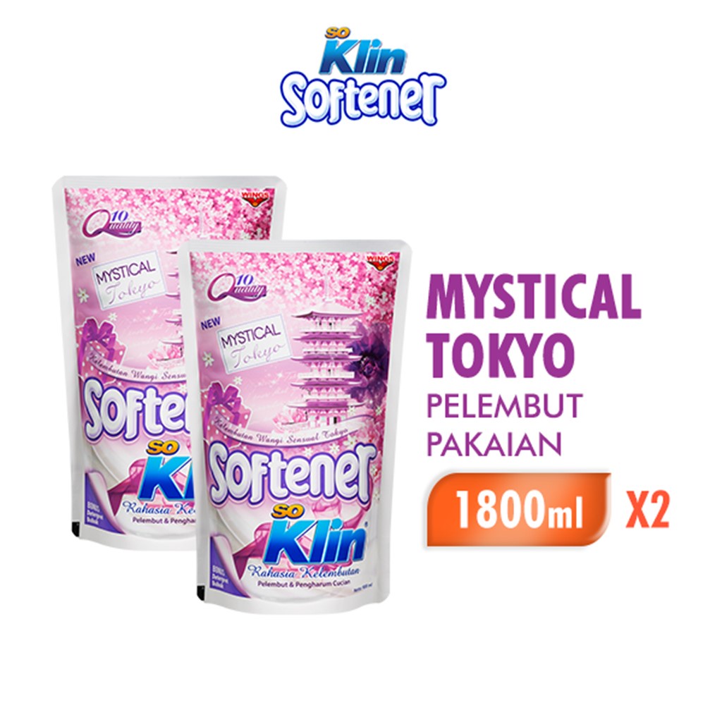 Soklin Softener Pelembut Dan Pewangi Pakaian Ungu Mystical Tokyo Pouch 1800 ml x2