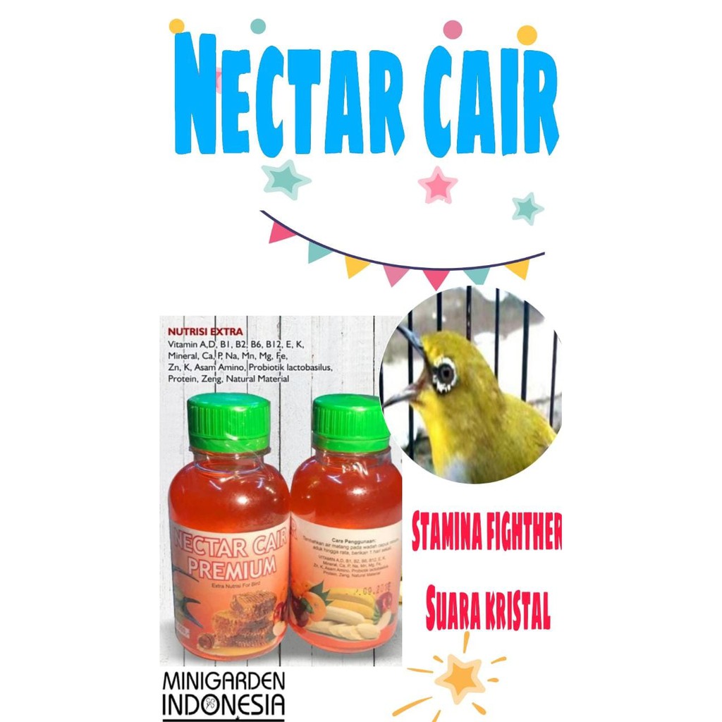 NUTRISI PAKAN MINUM NECTAR CAIR PREMIUM nektar tambah stamina burung pleci kolibri gacor bening