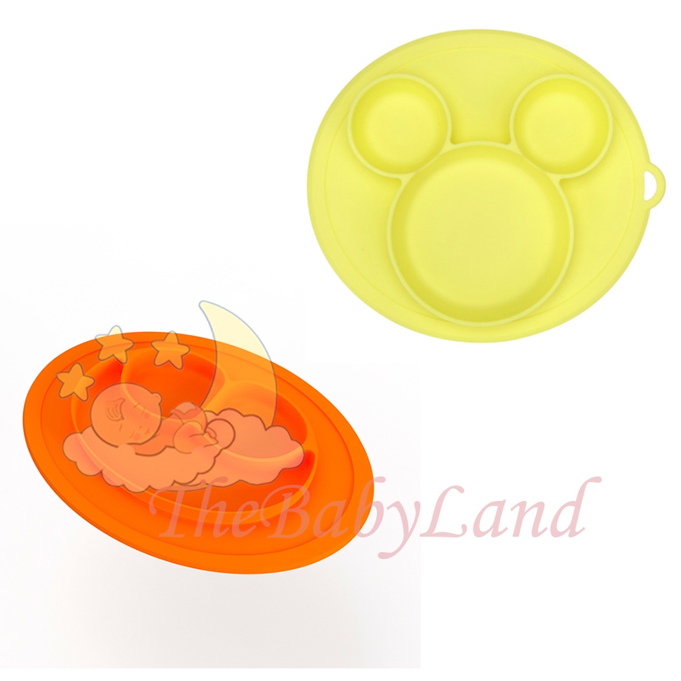 [1KG 8PCS]  Babyland Piring Silikon Bayi Anti Pecah Anti Tumpah Anti Slip Sekat 3 BPA Free