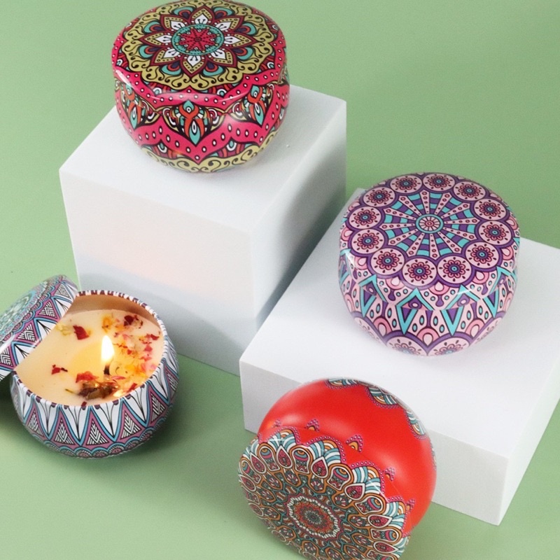 Scented Candle in jar | Bohemian Scented Candle | Lilin Aromaterapi Bohemian | Ethnic Scented Candle | Aromatherapy candle Lilin Natal Christmas Candle