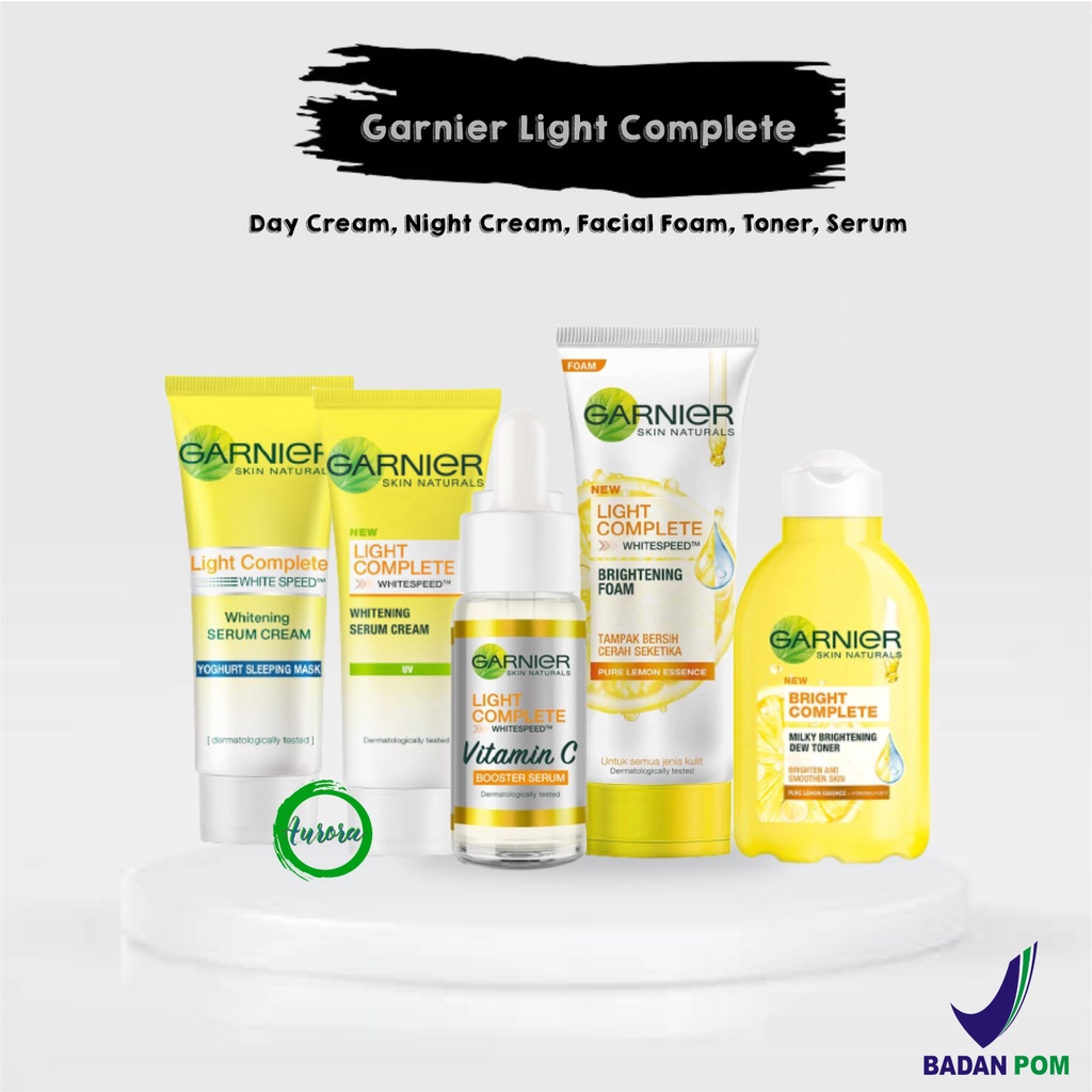 PAKET Isi 5 Garnier Light Complete (Day+ Night+ Foam+ Serum 15ml+ Toner) | Garnier Bright Complete