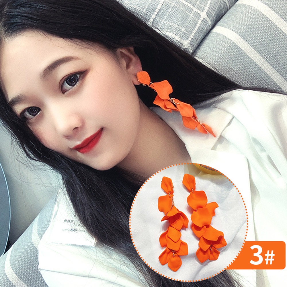 Hu Hu Hu Hu Hu Alat Bantu Pasang Kacamata♡ Anting Kait Gantung Wanita Desain Kelopak Bunga Untuk Hadiahliburan