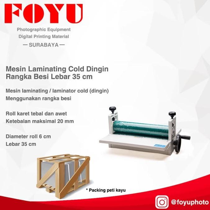 

Mesin Laminating Cold Dingin Rangka Besi Lebar 35 cm