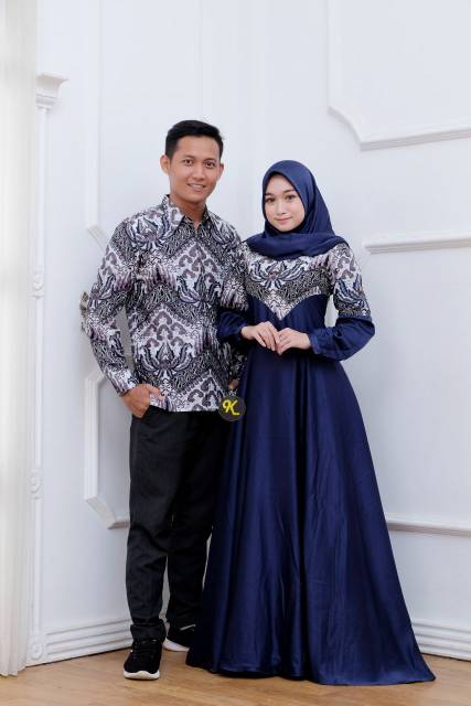 COUPLE GAMIS BATIK ,COUPLE MUSLIM, SARIMBIT BATIK KONDANGAN ,LENGAN BALON