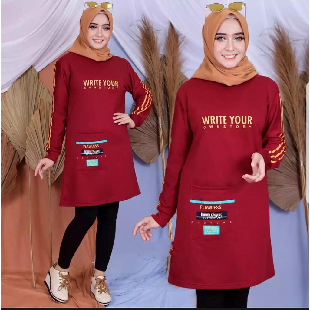 Jual Tunik Wanita Terbaru 2021 Kekinian Tunik Kaos Panjang Tunik