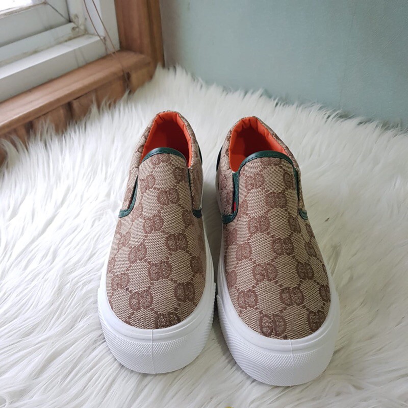 SG2358 syafniegalery Simple Monogram Slip On Shoes impor motif GD