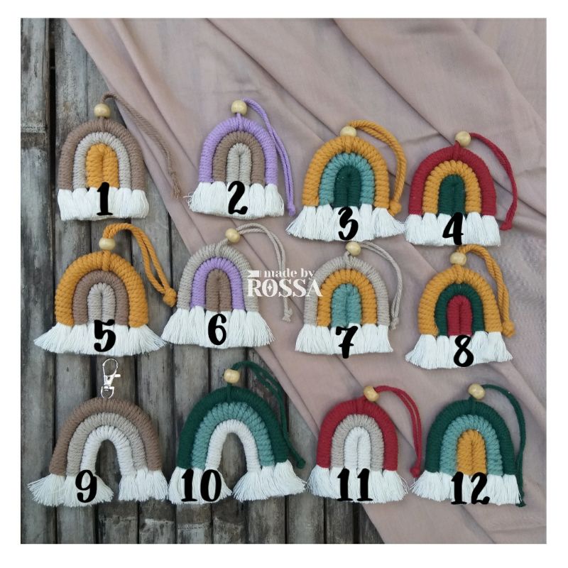 Madebyrossa | Macrame Rainbow Keychain / Gantungan Kunci  Makrame Pelangi Part 1