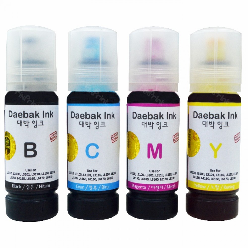 Tinta Korea Daebak Ink 001 Ori Cyan Magenta Yellow Black Printer Epson L4150 L5190 L6160 L6170 L6190