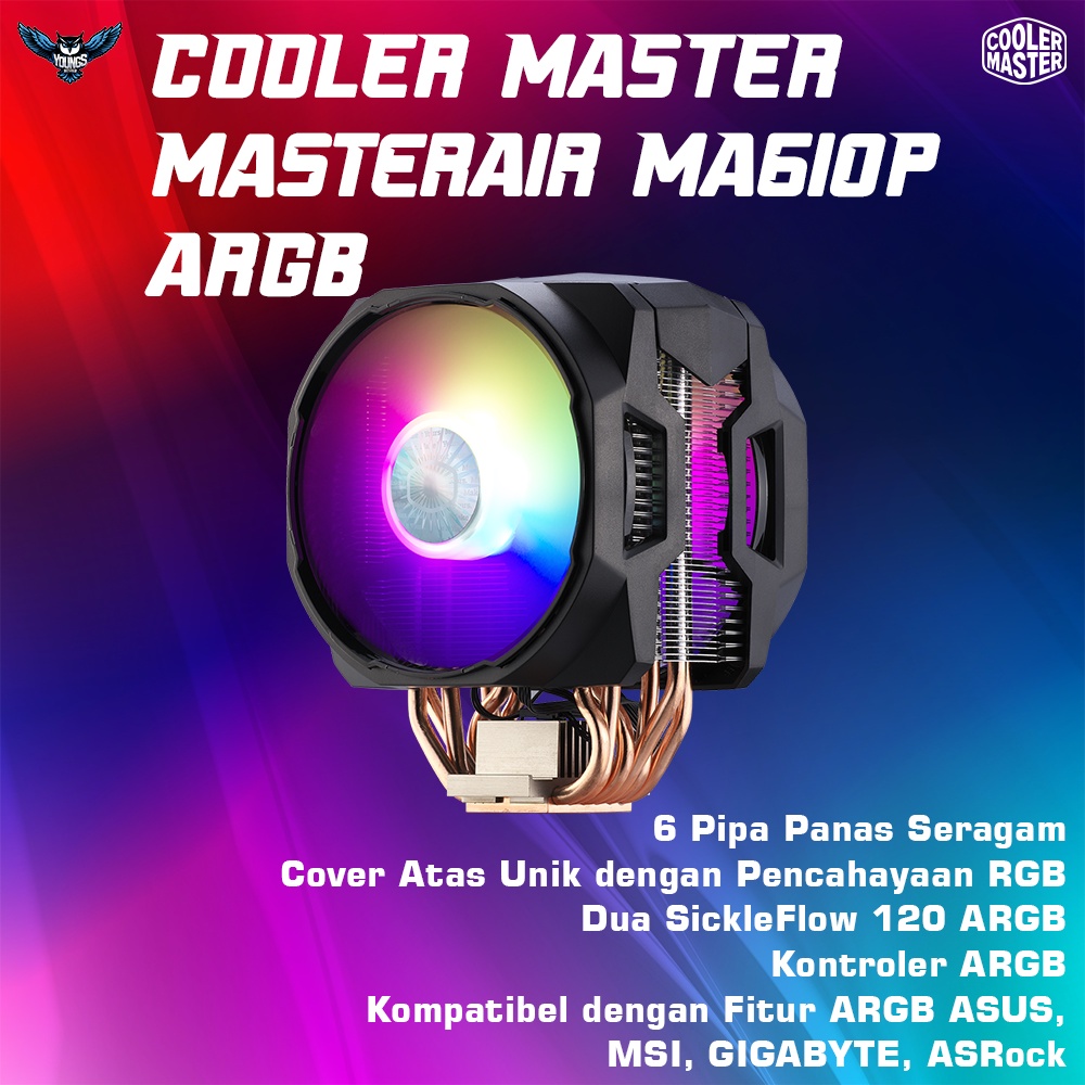 Cooler Master MASTERAIR MA610P ARGB | CPU Cooler Heatsink Fan