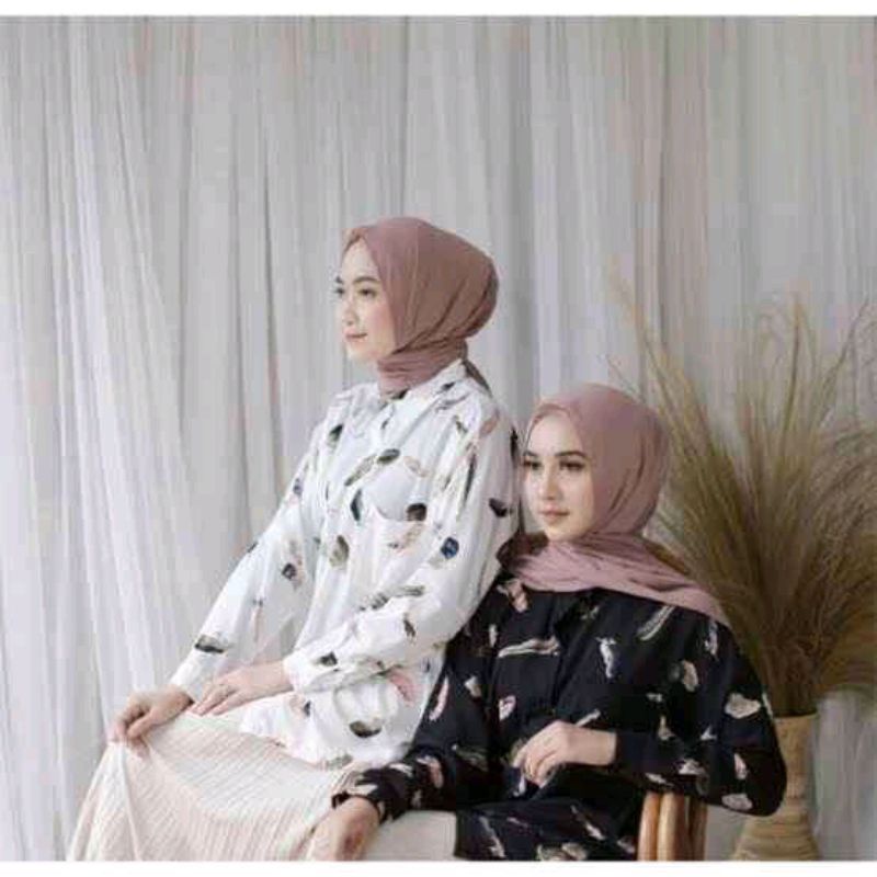 BLOUSE JUMBO KEMEJA WANITA MONALISA MOTIF BULU / ATASAN WANITA KEKINIAN BISA COD BAYAR DITEMPAT / KEMEJA MONALISA JUMBO-3