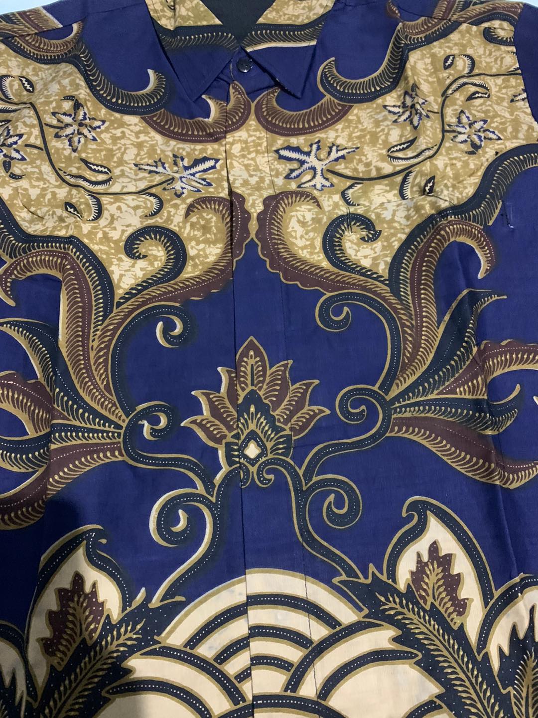 Tirto Batik Cakra Buana Kuning Kemeja Baju Pria Lengan Pendek Motif Elegan Full Furing Tirto