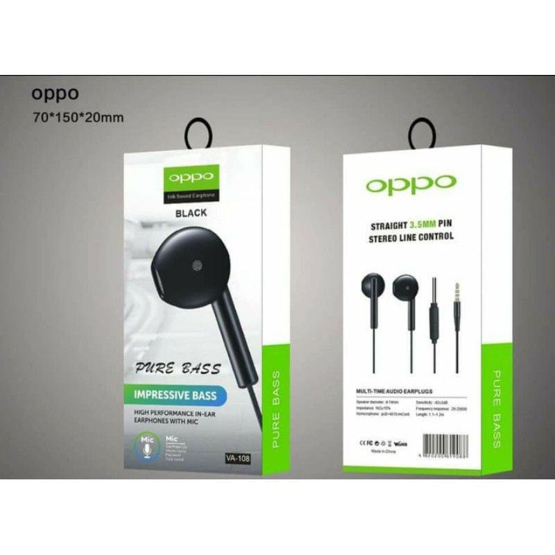 Headset OPPO VA-108 PURE BASS Handsfree OPPO VA108 PUREBASS Earphone OPPO VA-108 PURE BASS