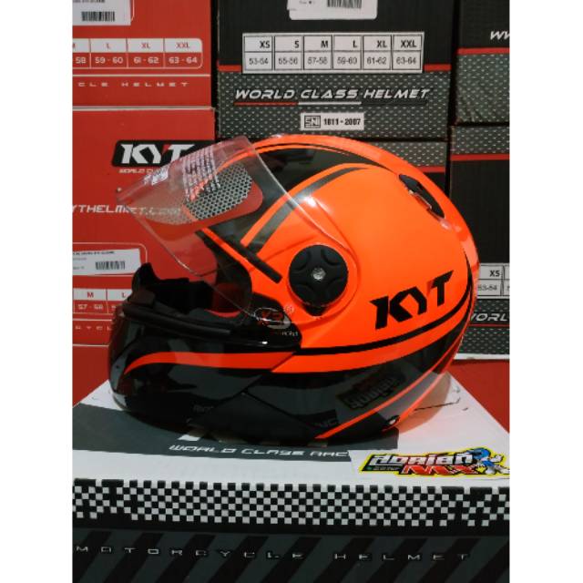 HELM KYT X ROCKET RETRO MOTIF 2 RED FLUO BLACK GUNMETAL HELM FULLFACE KLASIK KYT XROCKET KYT X ROKET