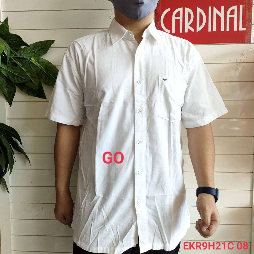 gos CARDINAL KEMEJA JUMBO PUTIH Pakaian Pria Hem Reguler Kemeja Jumbo Extra Mama Size Lengan Pendek