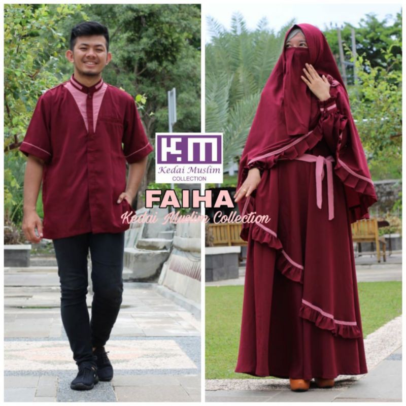 Set gamis syar'i / gamis Cantik Original Branded / Set Faiha by. Kedai Muslim