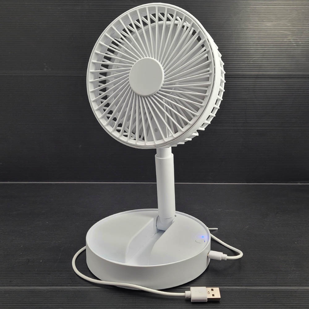 Kipas Bulat Portable Foldable Fan 2 Kecepatan Bisa untuk Dilipat Adjustable Tinggi Rendah USB Baterai AA Adem Gampang Dibawa FL516