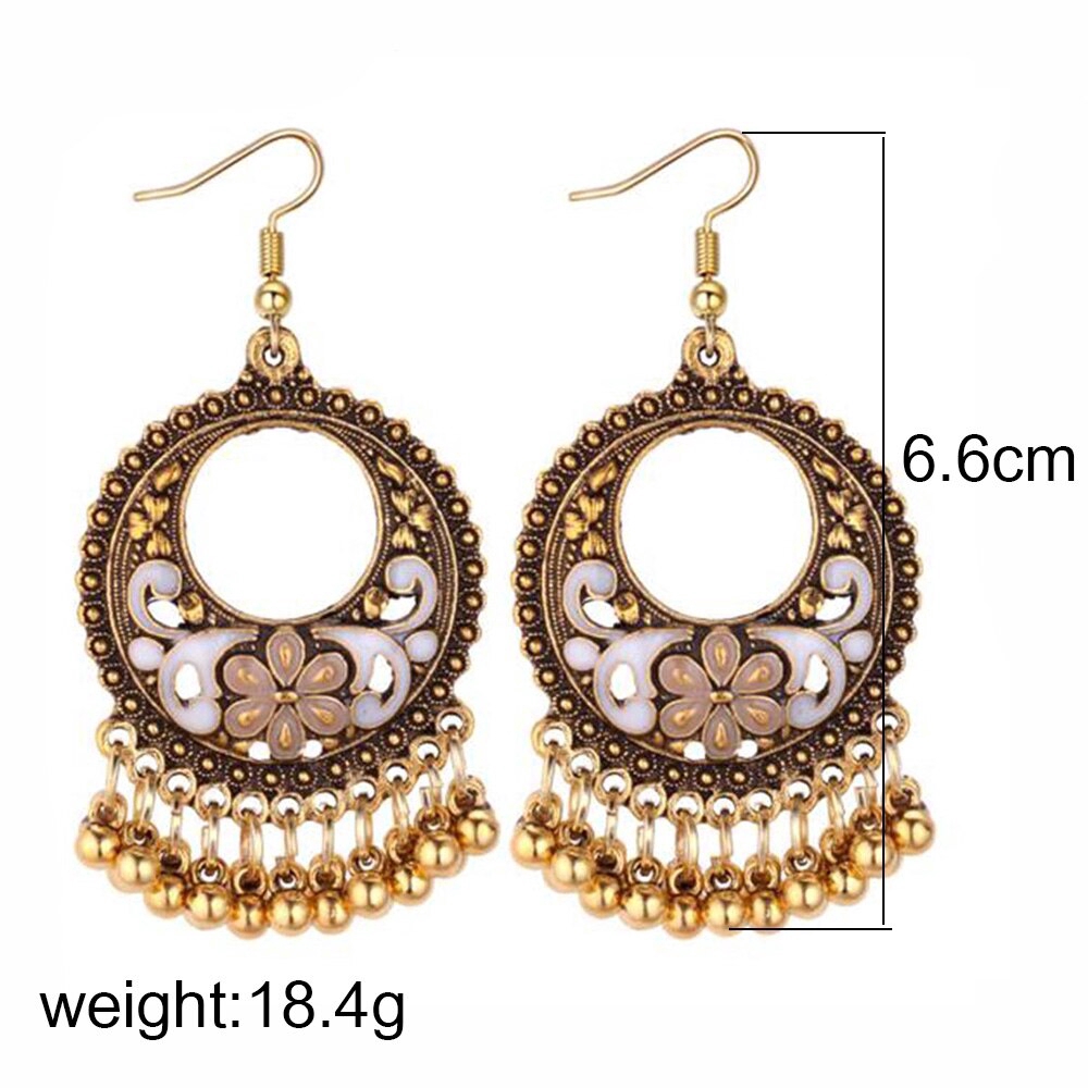 Anting Kait Gantung Plating Gold Desain Ukiranrumbai Gaya Vintageetnikbohoantikindian Untuk Wanita