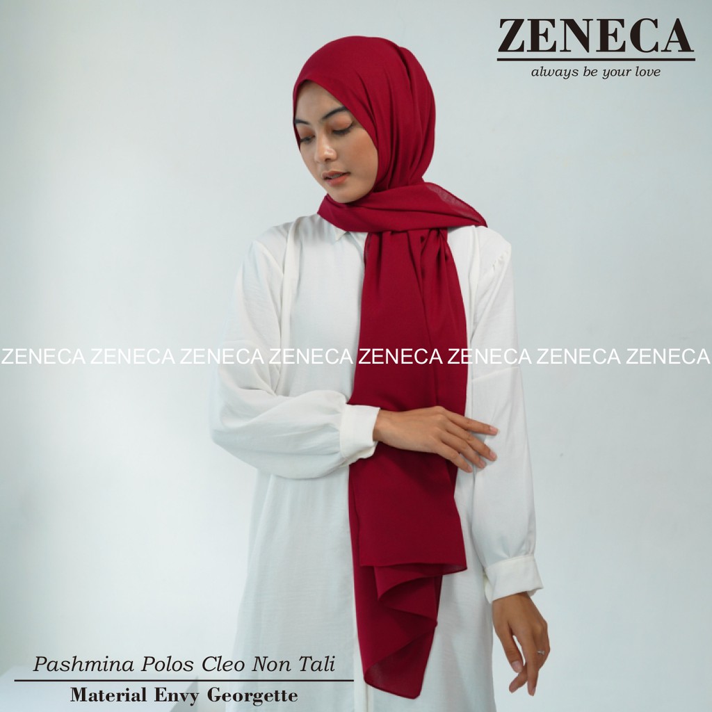 Zeneca Jilbab Pashmina Polos Pasmina Cleo Bahan Envy Georgette Size Jumbo Kualitas Premium Gratis Ongkir Bisa COD-5