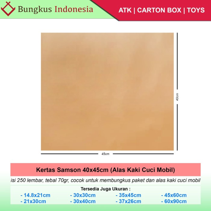 

Kertas Samson 40x45cm Alas Cuci Mobil 70gr