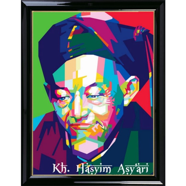 hiasan dinding poster kh Hasyim Asy'ari plus bingkai