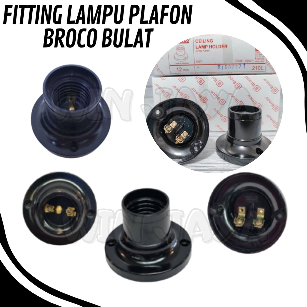 BROCO FITING LAMPU PLAFON BULAT RUMAH LAMPU FITTING LAMPU - HITAM