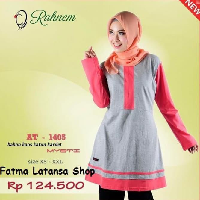 Jxu4 Atasan Dewasa/Baju Muslim/Rahnem At 1405/Baju Wanita/Tunik/Baju Murah - Abu-Abu, Xs Koui