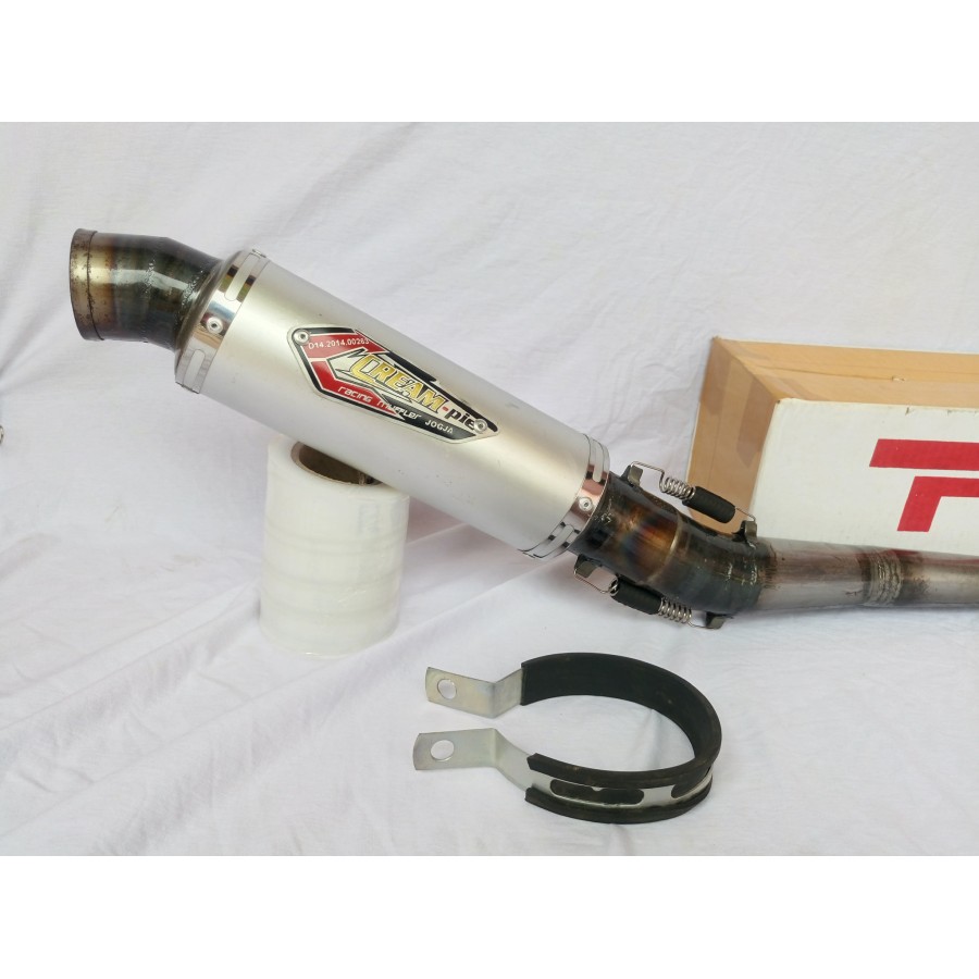 Knalpot Creampie Titan Plat Hitam Full Set Jupiter MX, Satria FU,Sonic
