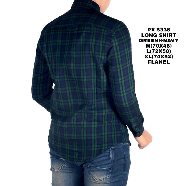 Gh Kemeja Flanel Pria Kantoran Brother Bross Navy & White Lelaki Cowok Sw