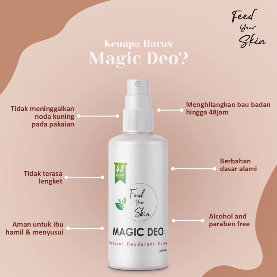 Magic Deo Deodorant Spray 100ml deodoran tawas alami Roll On Ketiak deadoran