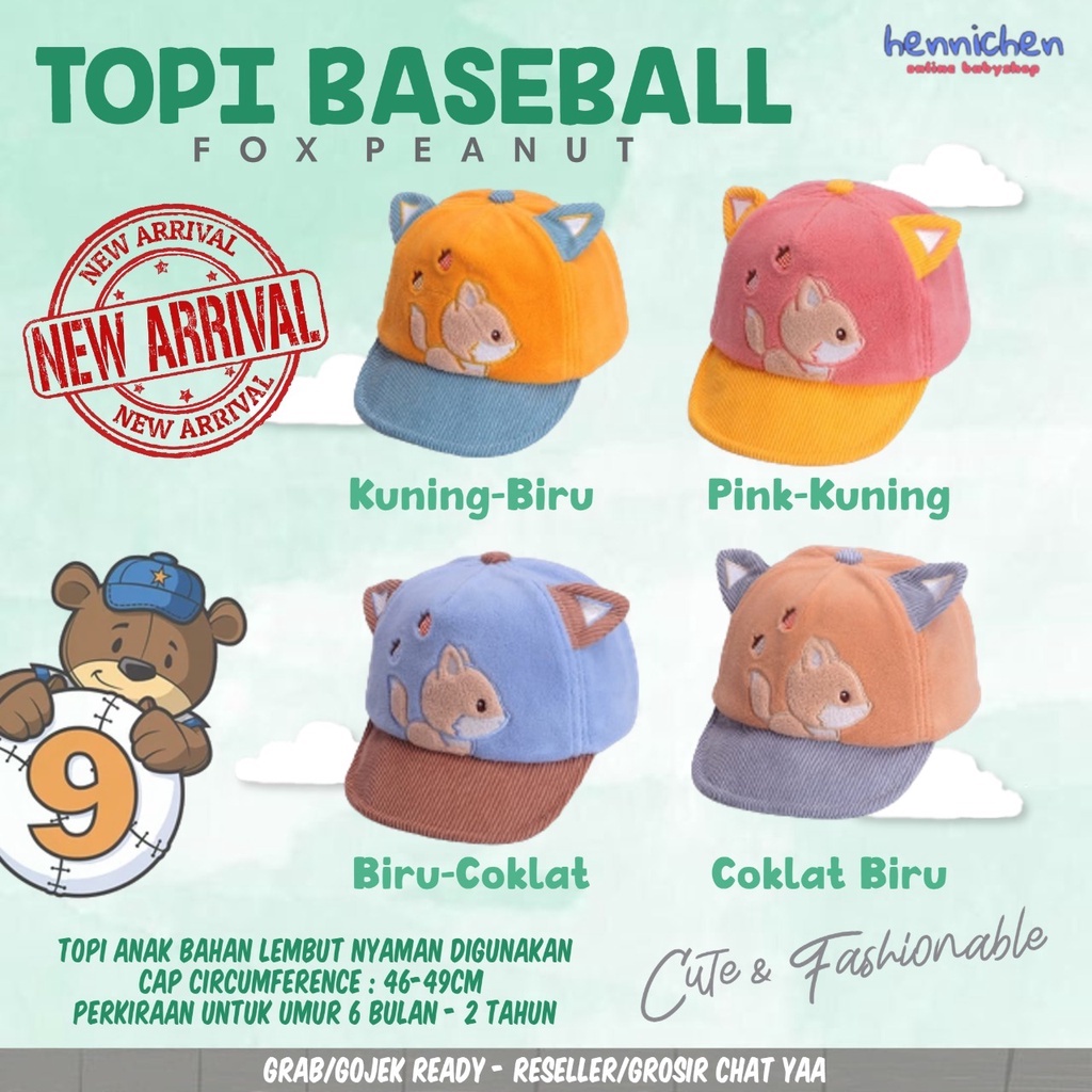 Topi Fashion Bayi Model Baseball Gambar Rubah FOX PEANUT Baby Hat Cool Style