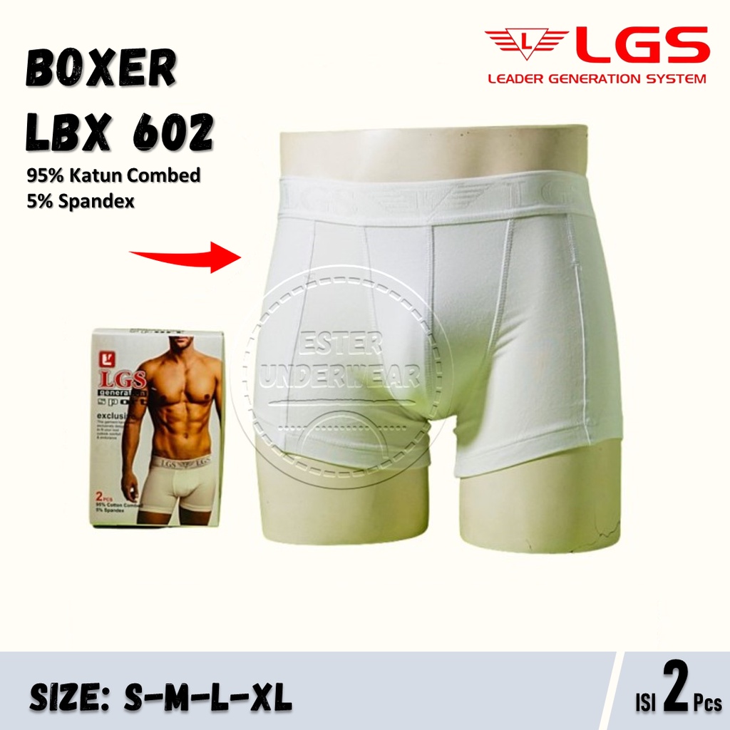 CELANA BOXER PRIA LGS 602 ISI 2Pcs |CELANA LGS SERI PUTIH