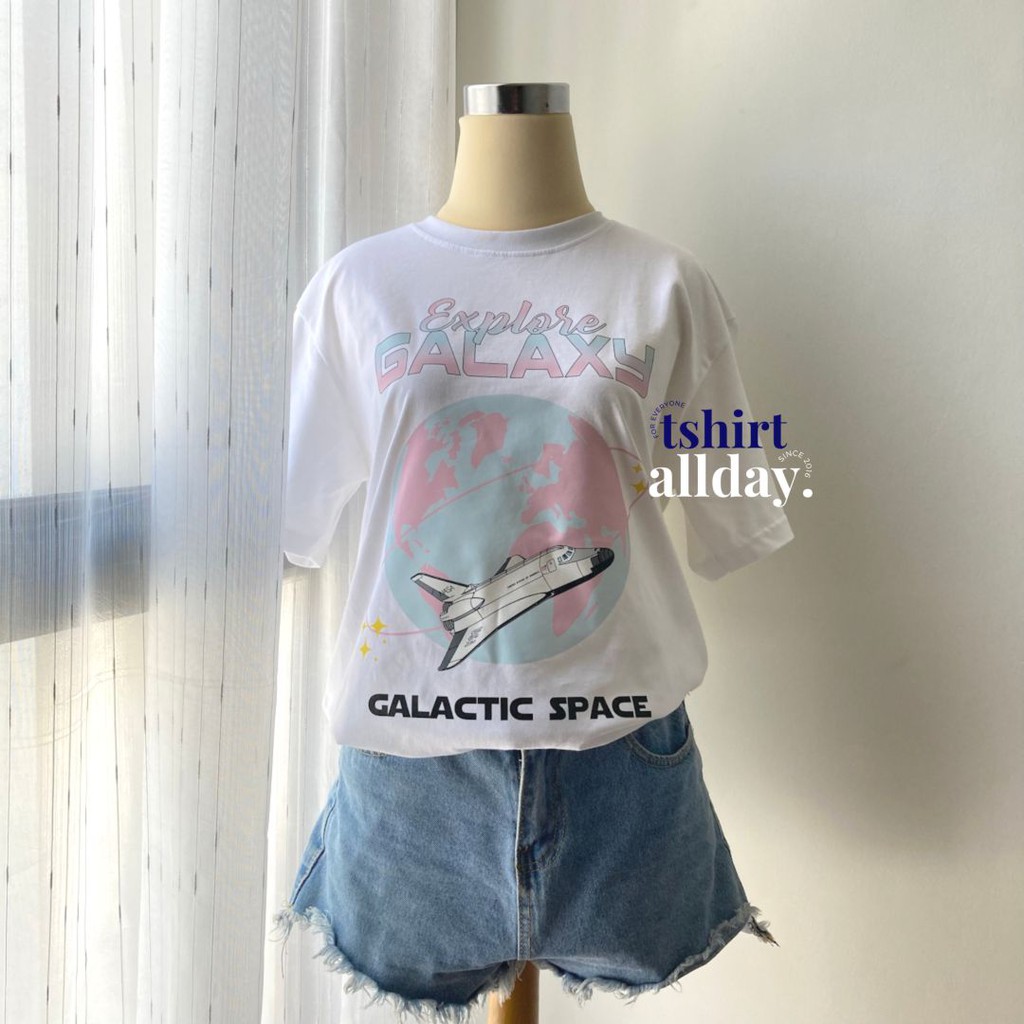 Tshirtallday Kaos Premium Pria &amp; Wanita 100% Cotton Combed bis Oversize EXPLORE GALAXY