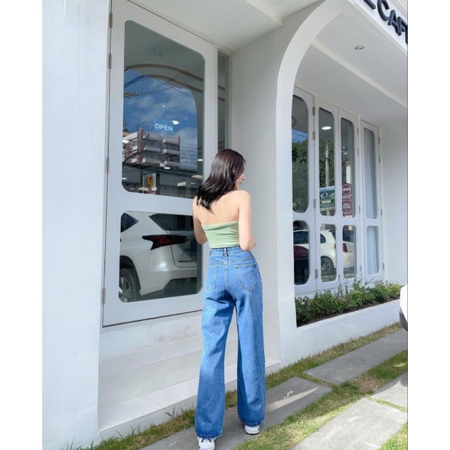 (27-34) MEDIUM BLUE HW LOOSE JEANS / CELANA HIGHWAIST LOOSE JEANS / CELANA HW LOOSE JEANS WANITA CEWEK