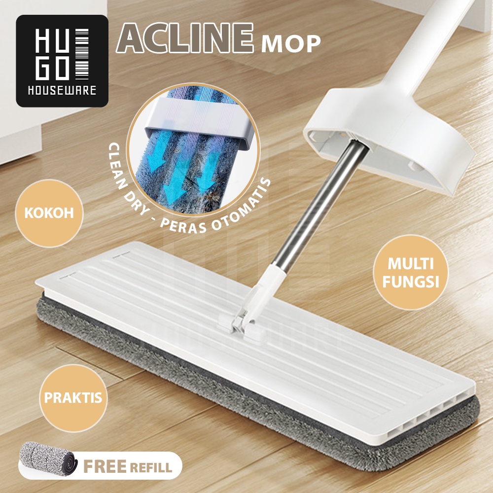 HUGO Alat Pel Lantai Ultra Mop Acline - Pel Lantai Tarik Putih Handsfree