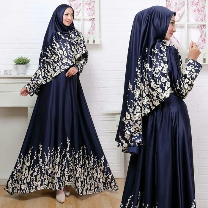 [gamis-wanita] gamis baju muslim maxmara ania navi + bergo/hijab maxi dres pesta