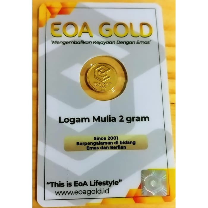 Emas mini logam mulia 24 karat EOA Gold 2 gram bersertifikat