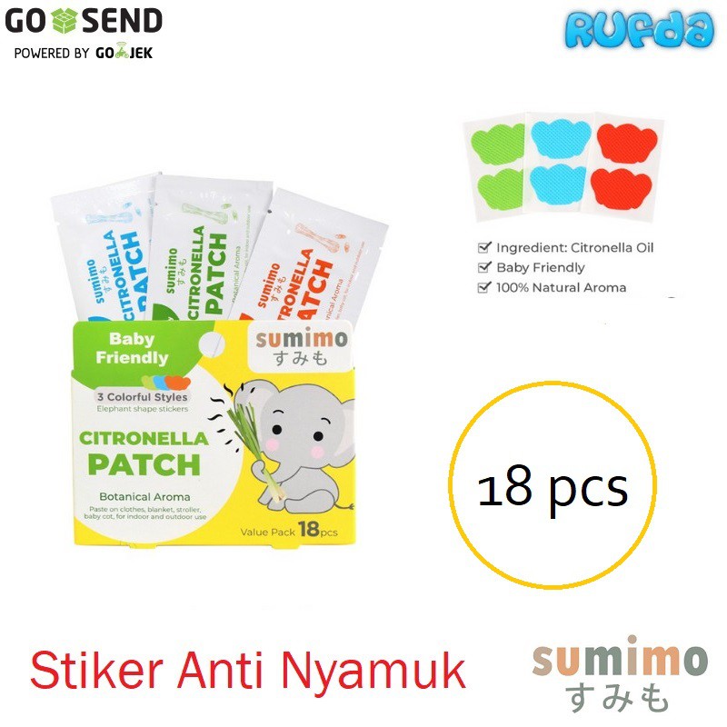 Sumimo 18pcs Stiker Pengusir Anti Nyamuk Citronella Patch Rebrand Hito