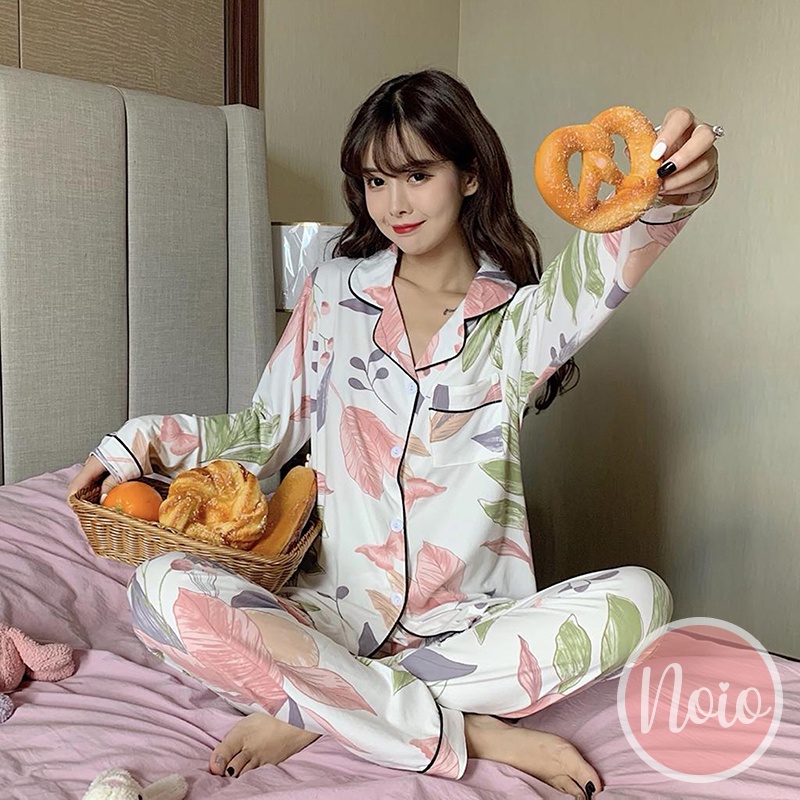 BAJU TIDUR WANITA BLOOMING FLOWER KOREA BUNGA PIYAMA WANITA DEWASA IMPORT ONE SET - LLP BLOOM-6