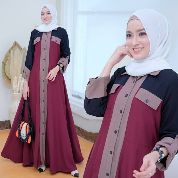 Inayah Gamis Busana Muslim Dewasa Muslimah Remaja Terbaru 2021 K  TW869 Aini Dress Gamis Muslim Wani