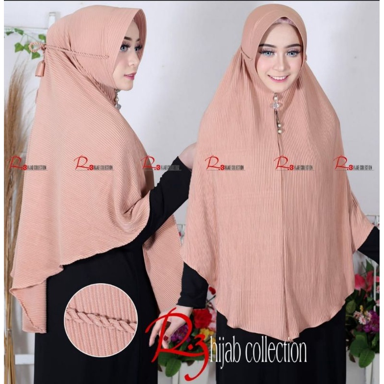 jilbab instan plisket kepang jumbo by R3 hijab
