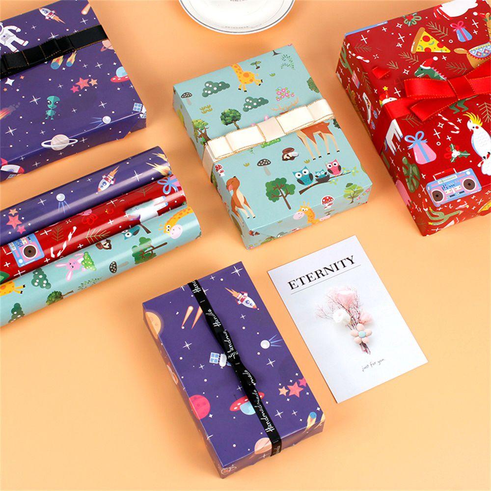 Chookyy Kertas Pembungkus Kado DIY Colorful Dinosaurus Kartun Planet Gift Wrapper