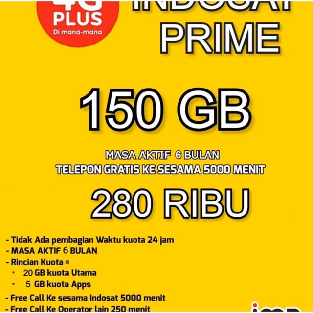Paket Internet Indosat 150GB 6bulan