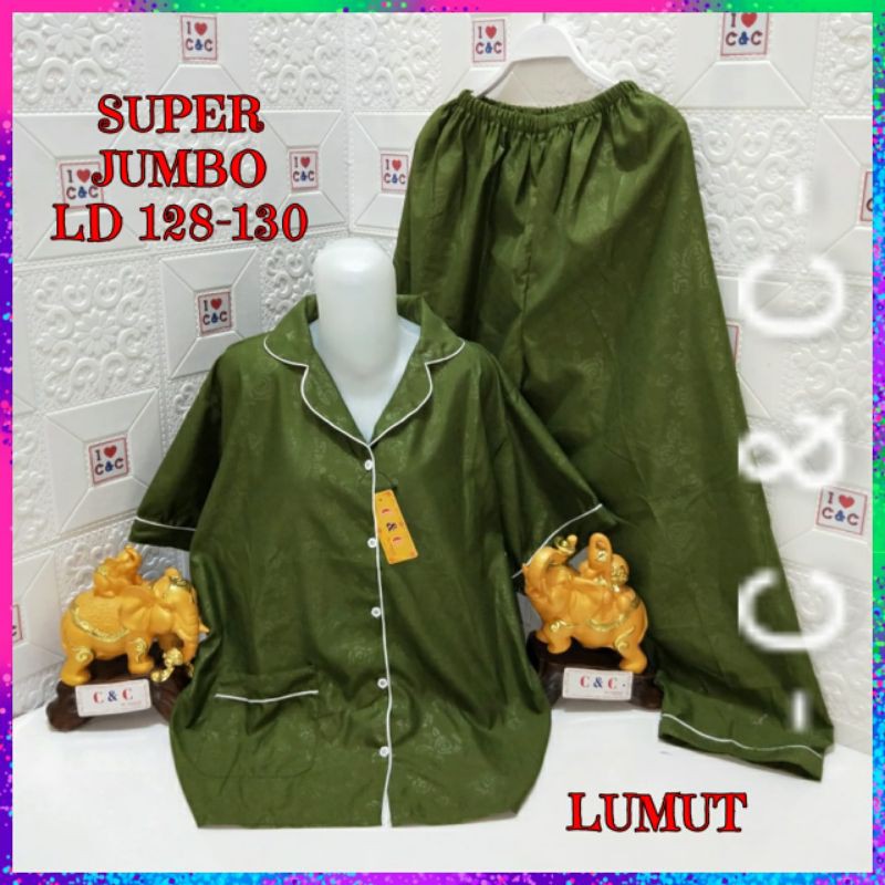 CNC - BAJU TIDUR WANITA SUPER JUMBO CP 5XL/LD 130/HEMBOS-Ijo lumut