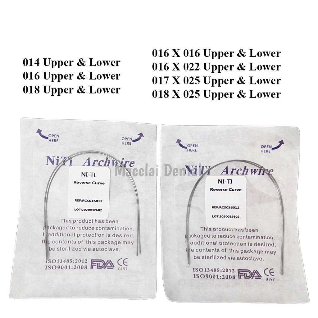 DENTAL NITI  WIRE RESERVE CURVE UPPER LOWER 1 PACK ISI 2