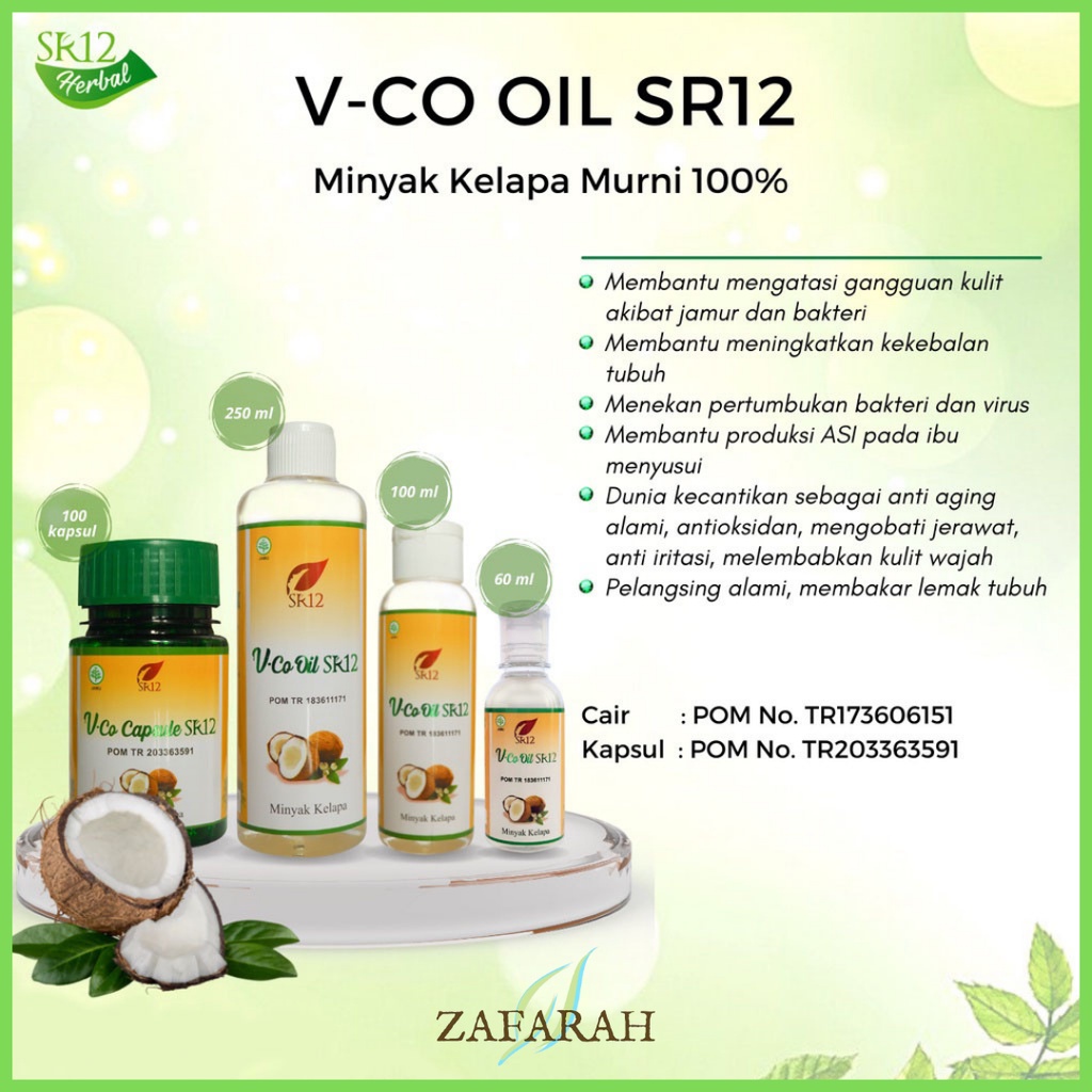 VCO SR12 Virgin Coconut Oil Minyak Kelapa Murni Untuk Bayi Rambut Diet Imun Asi Booster Antioksidan Anti Aging Kecantikan Dan Kesehatan